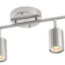 VONLUCE 6 Light Track Light Fixture, LED Track Lighting Kit with Rotatable Track Heads, 3-Color GU10 Bulbs Included, Modern Ceiling Spotlight for Kitchen Office Closet Studio Bedroom, Nickel