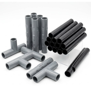 Heavy-Duty Plastic Joint Connectors & Pipe Assortment Kit (Grey & Black)