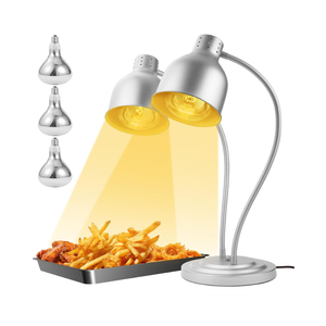 Food Heat Lamp, Heating Lamp with Flexible Arm, 250W Bulb x 3-5000 Hours Rated, Commercial Food Warmers for Buffet, Parties, Fast Food, (Sliver)