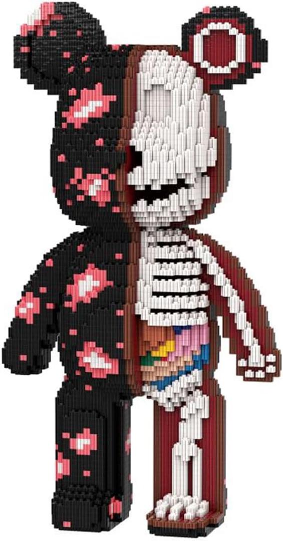 PIANTION Animal Graffiti Skeleton Bear Micro Building Blocks Set(6000PCS XQ001) 16.9in High Series,Gifts Suitable for Adults