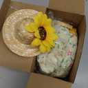 FuWeave Spring Goose Outfit Flower Porch Goose Clothes for 17" Statue Outdoor Patio Yard Lawn Art Decoration (Floral Overalls) (Yellow White)