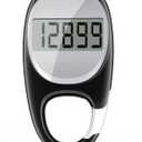 Simple Pedometer for Walking, Accurate Step Tracker with Carabiner, 3D Step Counter for Men Seniors (Black)