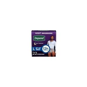 Depend Night Defense Adult Diapers, Incontinence Underwear for Men, Disposable, Overnight, Large, Grey, 22 Count