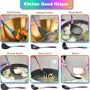 Silicone Cooking Utensils Set, 9Pcs Kitchen Utensil Set with Stainless Steel Handle, Heat-Resistant Silicone Utensils for Cooking, Non-Stick Spatula Set with Spoons, Turners, Ladle (Rainbow)