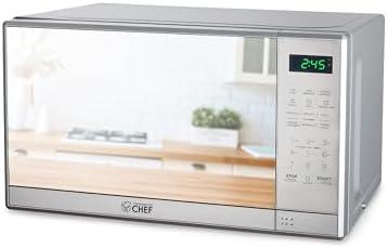 COMMERCIAL CHEF 0.7 Cu Ft Microwave with 10 Power Levels, 700W Microwave with Digital Display, Countertop Microwave with Child Safety Door Lock, Programmable with Push Button, Stainless Steel