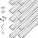 10-Pack 3.3ft/1Meter Silver Recessed LED Aluminum Channel for LED Strip Lights Diffuser Channel with Milky Cover End Caps and Mounting Clips, Flush Mounted LED Track for Ceiling Under Cabinet Closet.