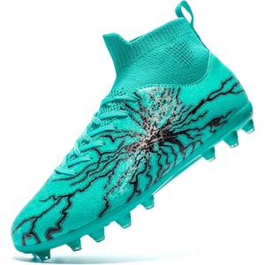 Kids Soccer Cleats Boys Girls Training Football Cleats Youth High-top Soccer Shoes for Little/Big Professional Athletic Outdoor Football Shoes, Size 5 1/2