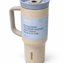 Owala Travel Tumbler SS 40oz Beige Blue Bottle