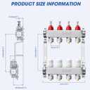 ABST PEX Manifold,4 Loop Stainless Steel Floor Radiant Heat Manifold Kit with 1/2" Adapters Included for Hydronic Radiant Floor Heating