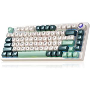 LEOBOG HI75C Pro Gaming Keyboard, RGB Backlit Bluetooth/USB-C/Wireless Mechanical Keyboard, Hot Swappable Creamy Keyboards for PC/MAC/Windows Gamer - Ice Vein Switch, Green