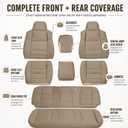 NLQR Tan Leather Front Driver & Passenger & Rear Seat Covers Replacement Full Set fit for Ford F250 F350 F450 F550 Lariat 2002 2003 2004 2005 2006 2007 Bottom & Top Lean Back & Headrests & Armrests
