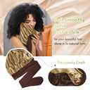 BONNET QUEEN Silk Bonnet for Sleeping Satin Bonnet with Tie Hair Wrap Double Layer Sleep Cap for Women Curly Hair, Brown Yellow (Medium)