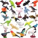 Warmshine 24 Pcs Realistic Bird Animals Figurines Mini Bird Figures Model Eagle Parrot Robin Owl Plastic Birds Figures Fairy Garden Accessories Dollhouse Birthday Cake Toppers