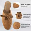 HARENCE Mules for Women Casual Flats: Comfortable Round Toe Slip on Backless Mule Dressy Business Office Flat Shoes (7.5, Brown)