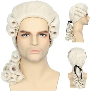 Miss U Hair Man Funny Wigs Men Blonde Colonial Powdered Wig Historical 18Th Century Wig for Halloween Costume