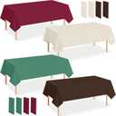 12 Pcs Plastic Christmas Tablecloth Rectangle Bulks, Disposable Beige Brown Green & Wine Red Party Tablecloth Xmas Table Cover for Picnic Birthday Christmas Party Supplies, 54x108 Inch