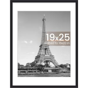 upsimples 19x25 Frame, Display Pictures 16x20 with Mat or 19 x 25 Without, Wall Hanging Poster Frames, Black, 1 Pack