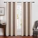 MIULEE 100% Blackout Linen Texture Curtains Soild Thermal Insulated Natural Beige Curtains Grommet Room Darkening Curtains & Drapes for Living Room Bedroom Nursery 42 x 84 (2 Panels)