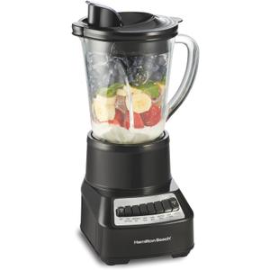 Hamilton Beach Wave Crusher Blender for Smoothies With 40 Oz Glass Jar and 14 Functions, Ice Sabre Blades & 700 Watts for Consistently Smooth Results, Black & Stainless Steel (54220)