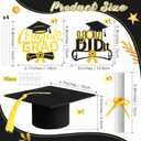 SiliFine 4 Pcs Congrats Grad Cake Topper Includes You Did It Cake Topper Felt Graduation Cap with Tassel Diploma Decoration for 2026 Senior School University College Graduation Party Supplies(Black)