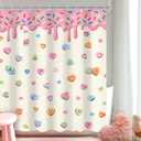 Valentine's Day Shower Curtain 60Wx72L Inch Pink Sweet Candy Love Heart Cute Romantic Honey Lover Holiday Funny Bathroom Set Girly Anniversary Bath Curtain Bathtub Accessories Home Decor