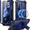 i-Blason for Samsung Galaxy S26 Case MagSafe with Adjustable Metal Kickstand, Built-in Screen Protector, Full-Body Heavy-Duty Phone Case for Samsung S26 6.3 inch, Armorbox Series, Blue