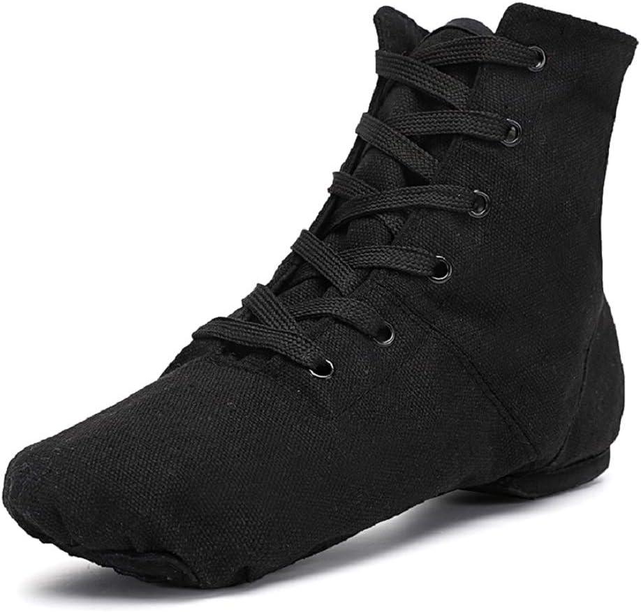 Smithmelody Canvas Jazz Dance Boots Ballet Dancing Sneakers for Adult Men Women (7, Black)