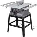 Table Saw, 10 Inch 15A Multifunctional Saw With Stand & Push Stick, 90 Cross Cut & 0-45 Bevel Cut, 5000RPM, Adjustable Blade Height for Woodworking, Grey
