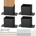 VEVOR 6 x 6 Inch Post Base, 4 Pack, 5.6 x 5.6 Inch Inner Size, Heavy Duty Powder Coated Post Anchor, Matte Black Wood Post Brackets for Railing