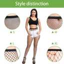 Confonze Fishnet Stockings Womens High Waist Tights Sexy Sheer Mesh Pantyhose (Blue, XL)