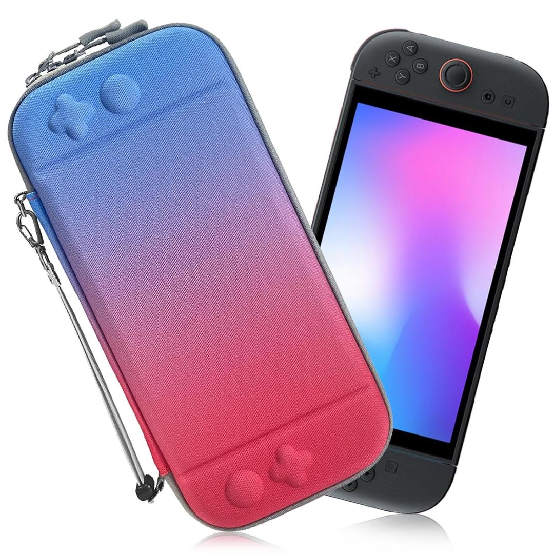 TCMOT Switch Carrying Case Compatible with 2025 Nintendo Switch 2, with 10 Games Cartridges Protective Hard Shell Travel Carrying Case Pouch for Console & Accessories, Blue