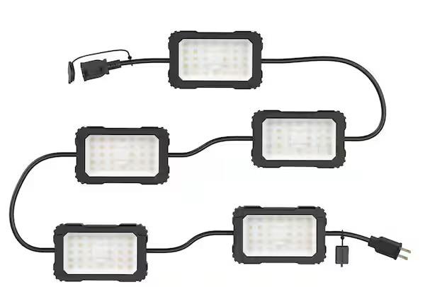 Construction Lights String Temporary Lighting,100ft Work String with 10 High Intensity Led Light 20000 Lumens