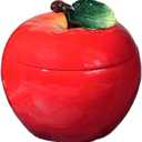 Ceramic Apple Shaped Food Storage Container with Lid, Red