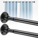 Shower Curtain Rods, 29-64inch Adjustable Shower Pole - Heavy Duty Shower Rods for Bathroom Matte Black(2 Pack)