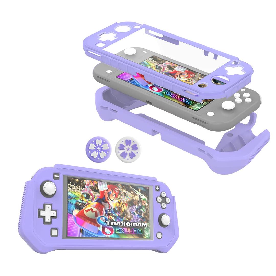 Switch Lite Case Protective Case for Nintendo Switch Lite, Compatible with Nintendo Lite Screen Protector Cover Hand Grip Cover with Detachable TPU+Built-in PC Screen (Pastel Purple)