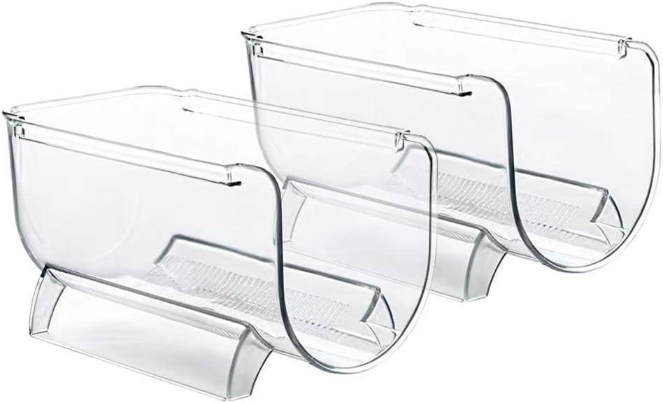 2 Pack Bottle Rack, Fridge Organizer Bottle Rack, Stackable Wine Rack Plastic Bottle Holder (2)