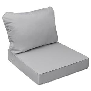AAAAAcessories Outdoor Seat Cushions for Chairs, Fade-Resistant, Waterproof Patio Furniture Replacement Cushions, 21" x 21" x 3" + 21" x 17", Gray