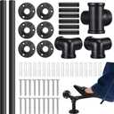 Zonon 8 ft Bar Foot Rail Kit Matte Black Industrial Pipe Railing for Bar Foot Rest Brackets Undercounter Mount Hardware and Tubing Complete Railing Kit for Kitchen Indoor Outdoor