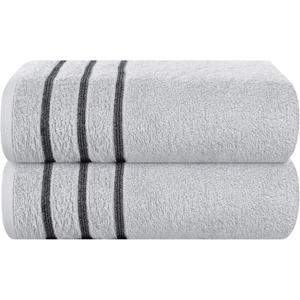 Cotton 2 Pack Oversized Bath Towel Set 28x55 inches, Large Bath Towels, Ultra Absorbant Compact Quickdry & Lightweight Towel, Ideal for Gym Travel Camp Pool - Light Grey, 71618