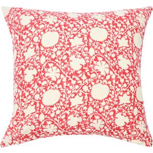 Creative Co-Op 20" Square Ivy Print Cotton Pillow Cover (Red/White)