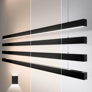 8FT LED Linear Light,100/90/80/70/60W Up and Down Light, 3000/4000/5000K CCT,Commercial And Residential Linear Lights Fixture for Office,Pendant Lights for Home,Shop,Garage,Basement,School-4Pack (Black)