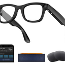 AI Smart Glasses with Camera, 8MP HD Camera Glasses for Men,Women, AI Recording Glasses with Voice Assistant,Open-Ear Audio,Real-Time Translation,Video Recording Sunglasses for Life & Work Vlog(Black)