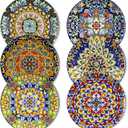 vancasso Salad Plates Set of 6-8.5 Inch Ceramic Dessert Plate, Small Dinner Plate Set, Microwave, Oven and Dishwasher Safe, Colorful Bohemian Style Dishes for Kitchen