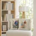 Vintage Butterfly Floral Throw Pillow Covers 18x18, Cottagecore Wildflowers Butterfly Decorative Pillow Covers for Home Living Room Bedroom, Floral Accent Pillows Cover Pillowcases Set of 2