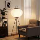 Japanese Rice Paper Floor Lamp, Wabi Sabi Standing Light | Handmade paper shade. Perfect for living room, bedroom, or office. Easy assembly. Size: 51"H x 18"W. Bulb included.