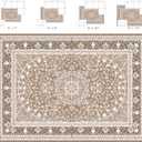 Lessymo 8 x 10 Area Rugs for Living Room, Machine Washable Area Rugs Boho Faux Wool Low Pile Area Rug for Bedroom, Floral Medallion Vintage Rugs with Non-Slip Rubber, Kid & Pet Friendly,Brown White