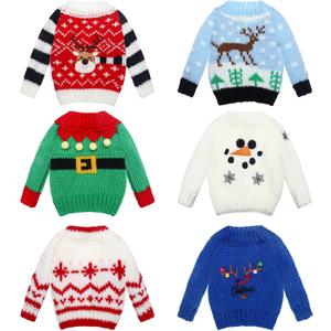 Chalyna 6 Pcs Christmas Doll Clothes Christmas Accessories Outfit Small Sweater Knitted Clothing Xmas Accessory Santa Clothing Accessories Clothes, Doll is Not Included(Stylish)