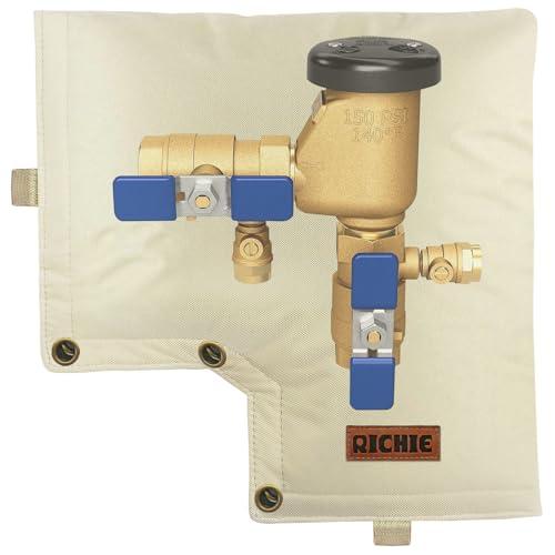 Backflow Preventer Insulated Cover (5°F) for Winter Freeze Protection, 13" Wx12 H Thickened Pressure Vacuum Breaker & Well Pump Cover, Outdoor Waterproof Insulation Pouch for Sprinkler Valve, Beige