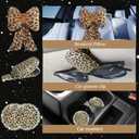 19 Pcs Fluffy Car Accessories Set,Fluffy Plush Leopard Print Steering Wheel Covers,Plush Head Pillow,Pillowcase,Eyeglasses Clip,Car Accessories for Women. (Brown)