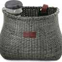 Bike Basket Front for Women's and Mens Cruiser with Coffee Cup Holder, Handmade Bicycle Basket for Adult Bikes mounts to Front Handlebars of Beach Cruisers (Black)